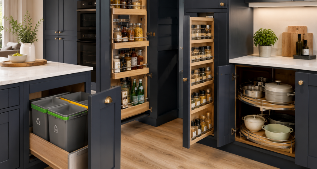 A bespoke kitchen fitted to maximise storage space